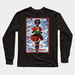 White christmas kawaii black girl anime Long Sleeve T-Shirt